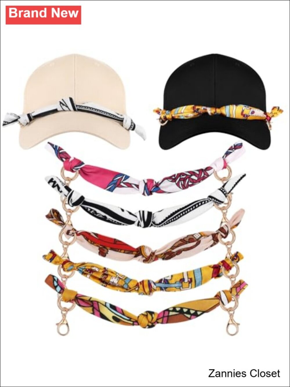 🤠 5 Pcs Silk Bandana Hat Chains Lobster Clasp Charms for Trucker Hats